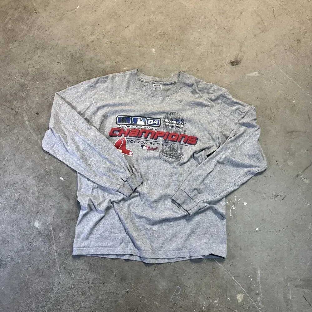 Gray Boston Red Sox World Series Champions ‘04 Long Sleeve MLB Baseball Men’s L